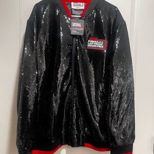 Las Vegas Grand Prix Black Bomber Jacket sequin size 2XL NWT